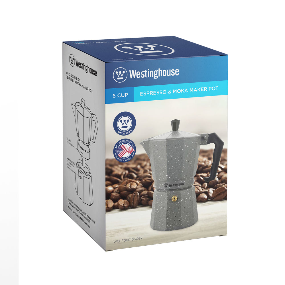 Cafetera Moka italiana 6 tazas marmol - Espresso Clásico en Casa
