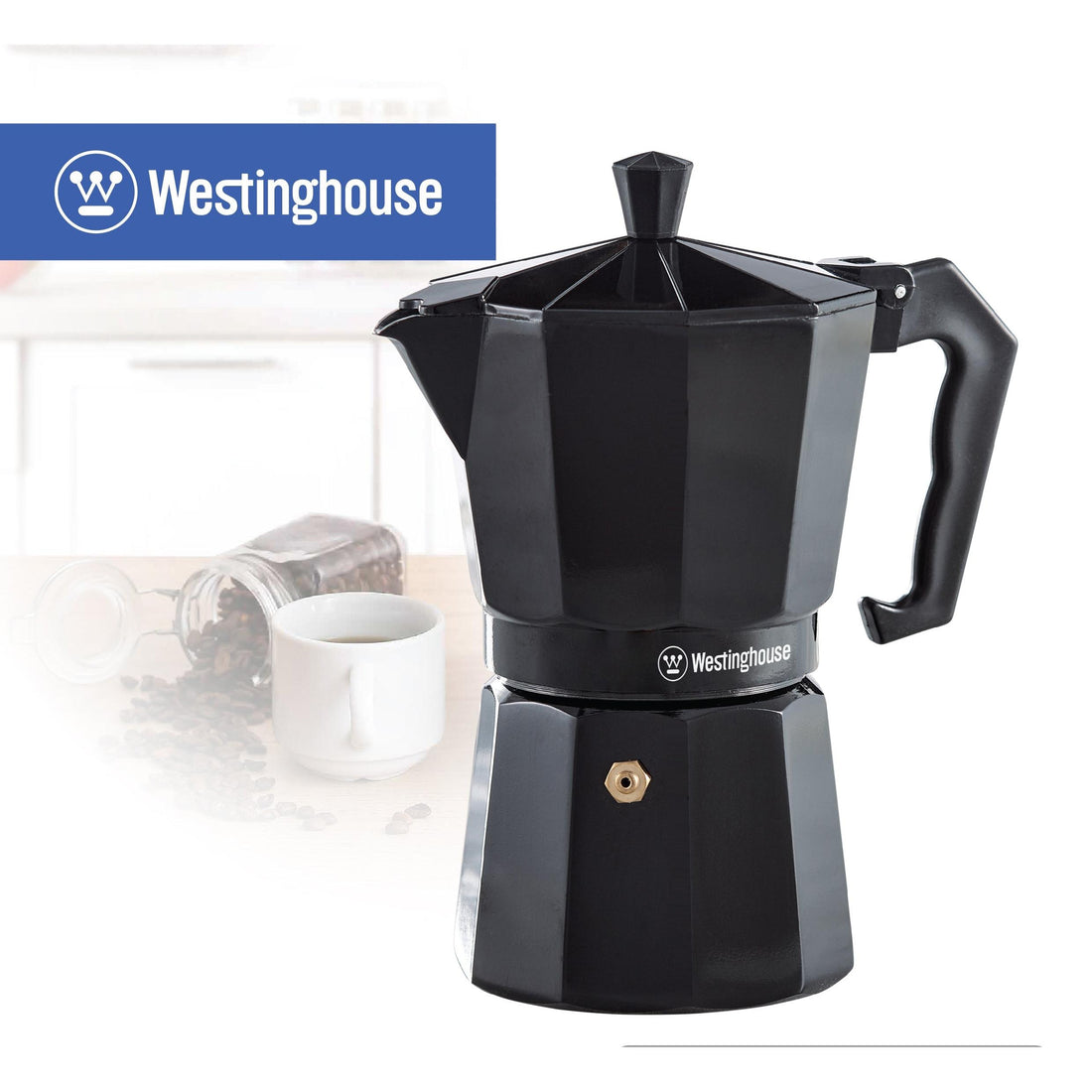 Cafetera Moka italiana 6 tazas negra - Espresso Clásico en Casa