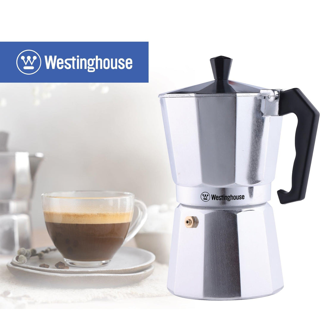 Cafetera Moka italiana 6 tazas plateada - Espresso Clásico en Casa