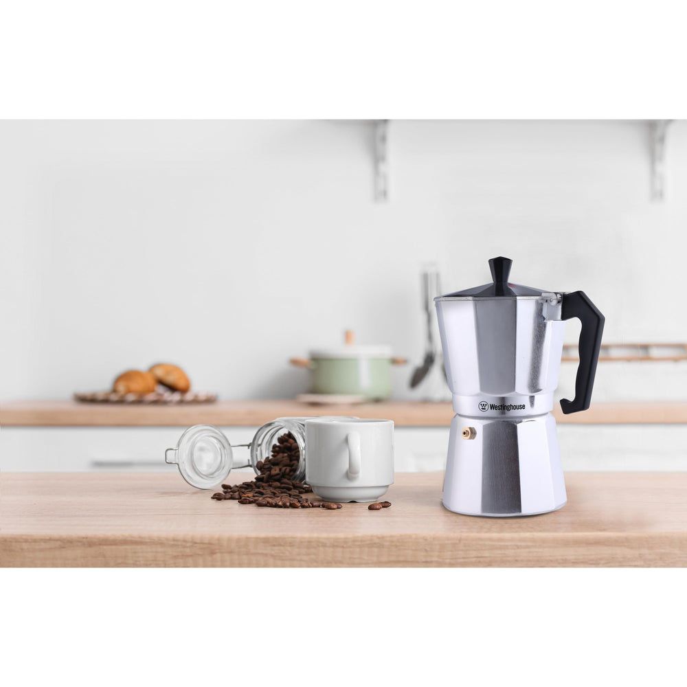 Cafetera Moka italiana 6 tazas plateada - Espresso Clásico en Casa