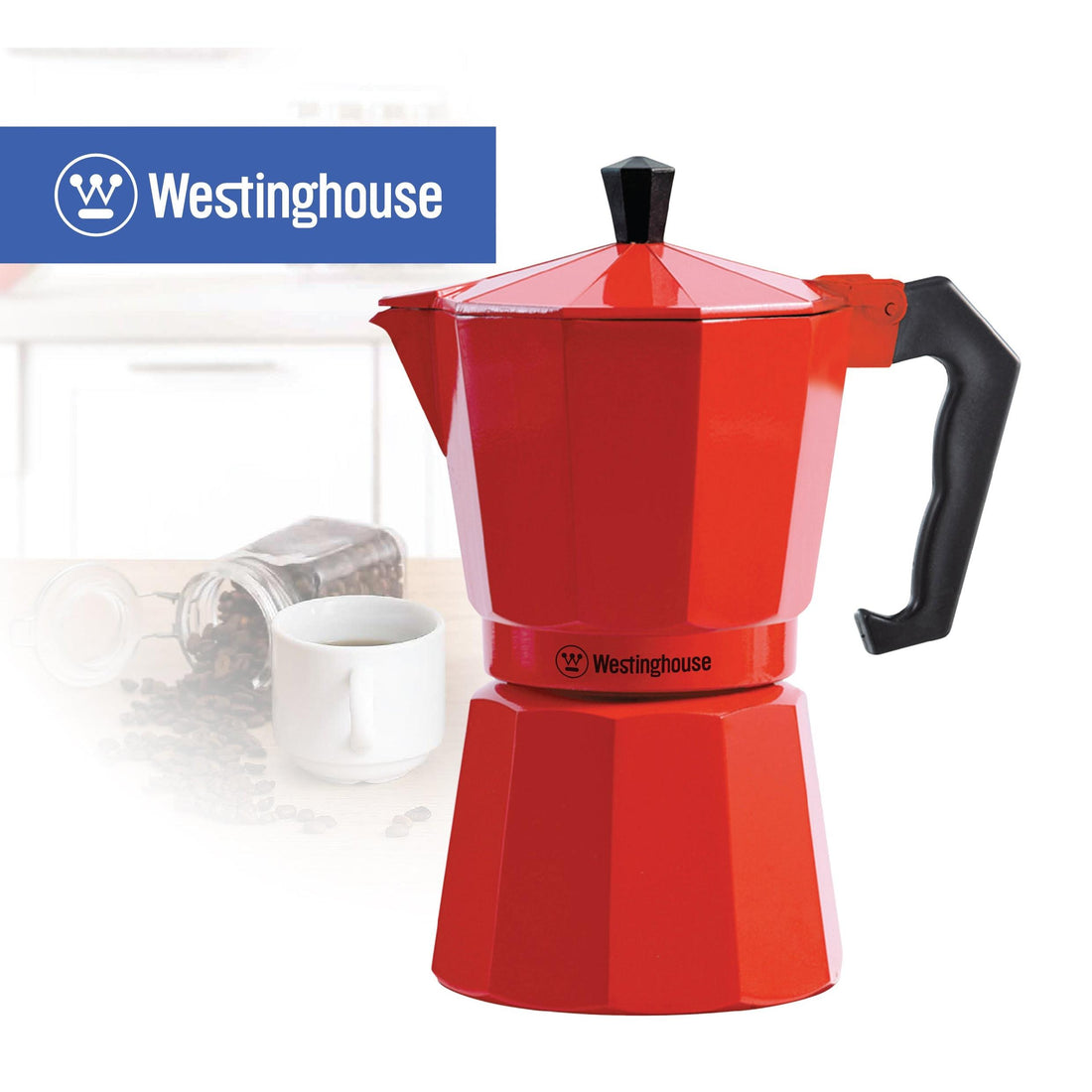 Cafetera Moka italiana 6 tazas roja - Espresso Clásico en Casa