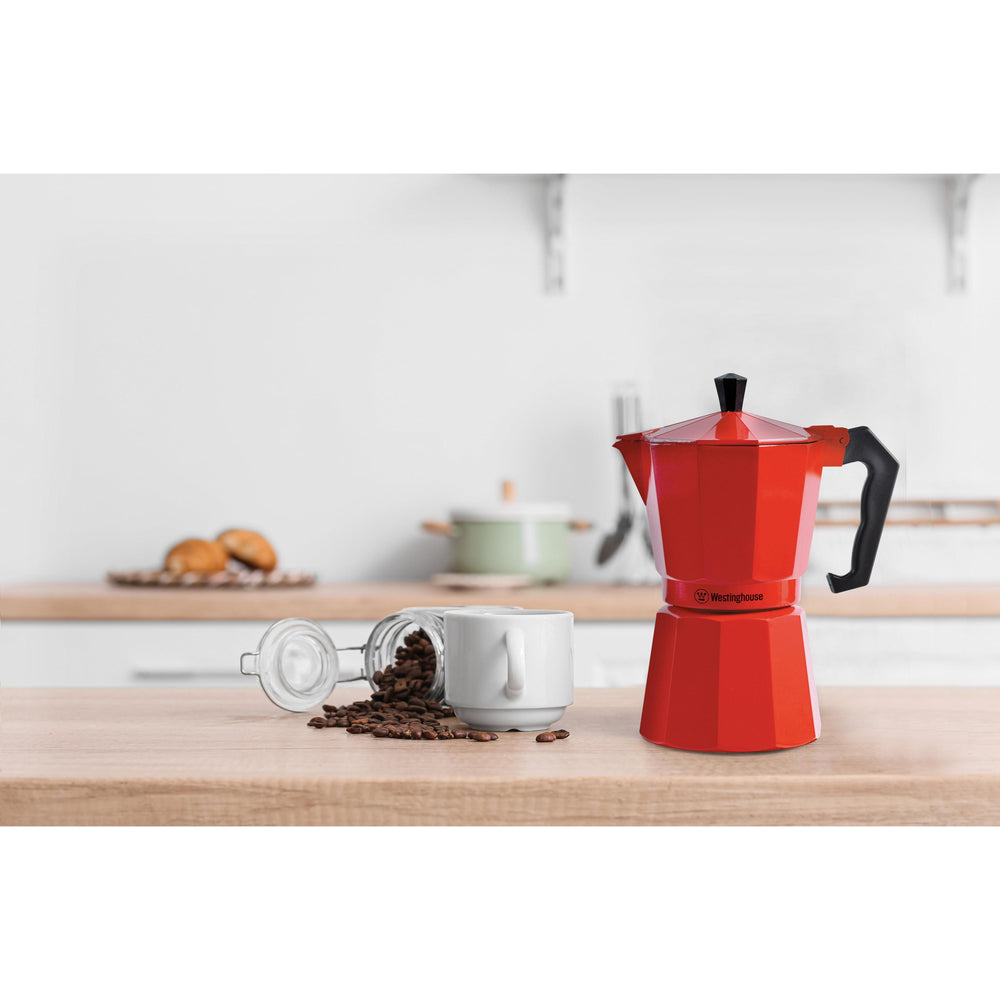 Cafetera Moka italiana 6 tazas roja - Espresso Clásico en Casa