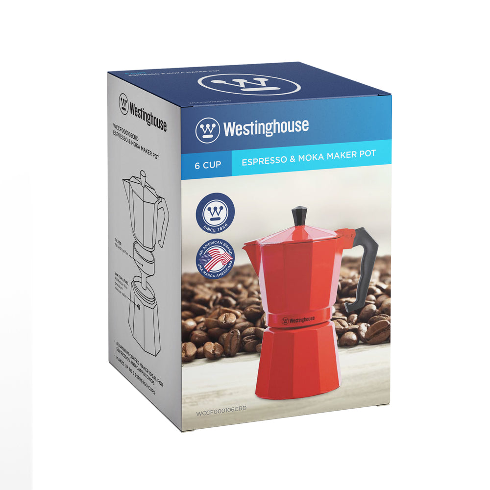 Cafetera Moka italiana 6 tazas roja - Espresso Clásico en Casa