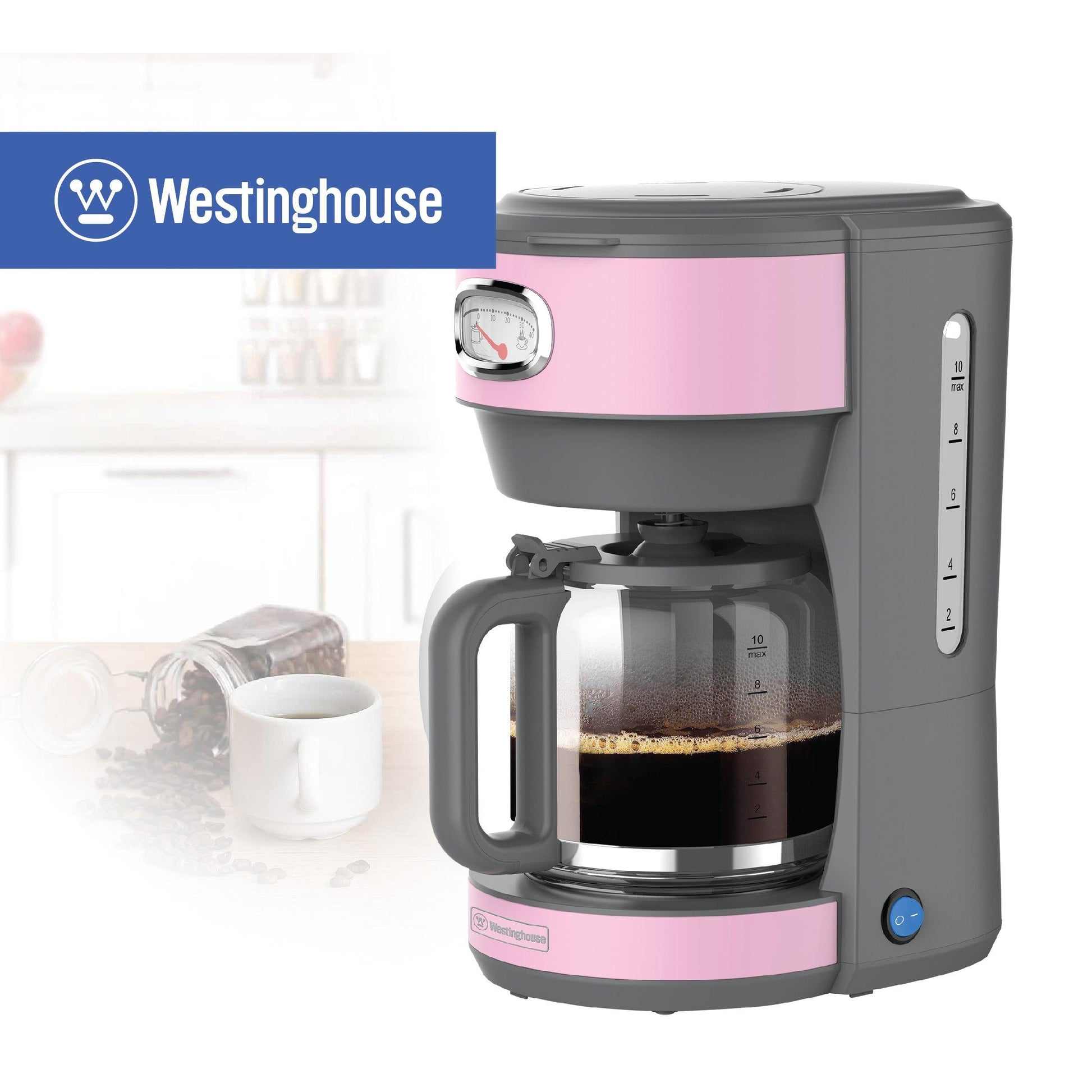Cafetera retro rosada 1.25 ltrs