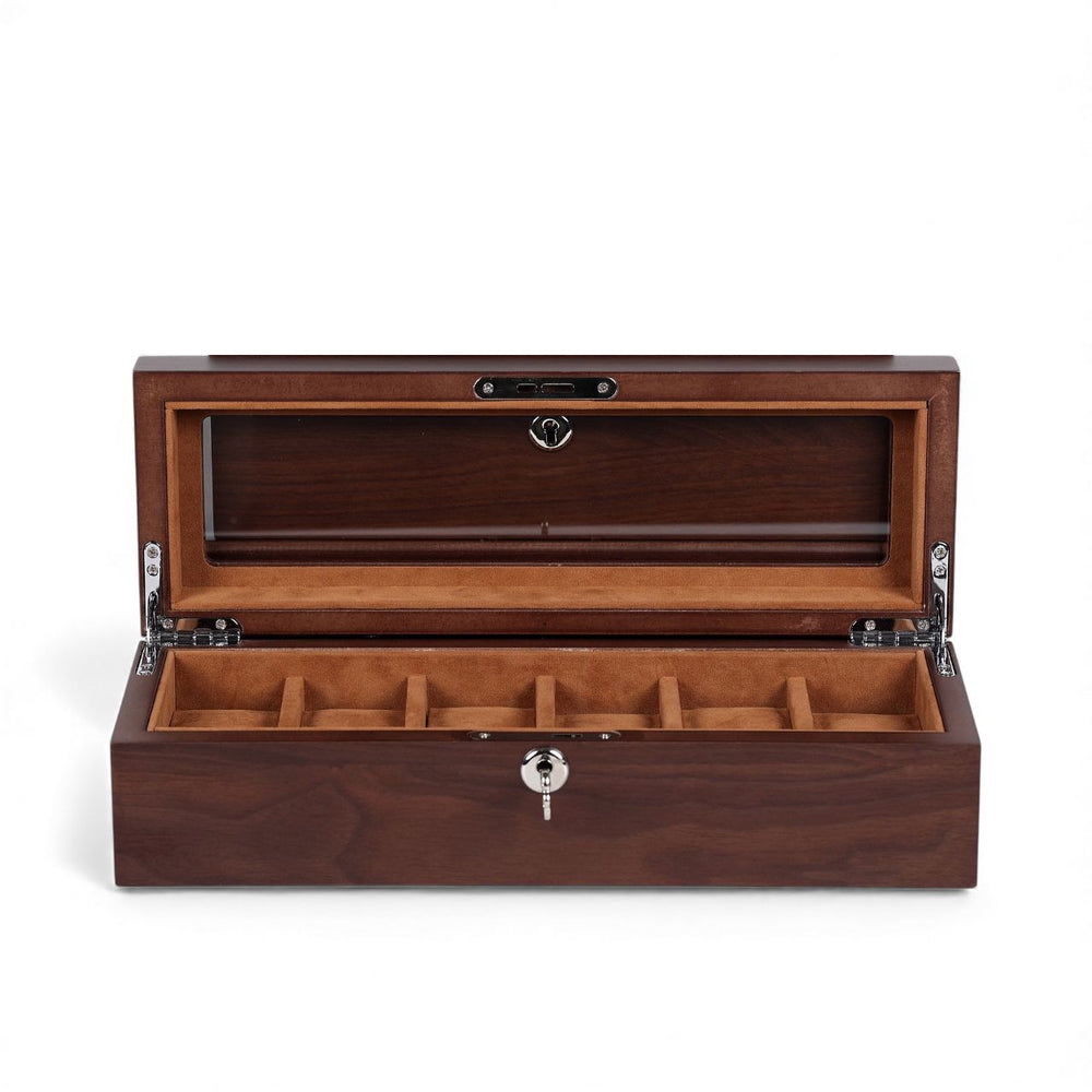 Caja Organizadora 6 Relojes Luxury - Estilo Nogal, Diseño Elegante