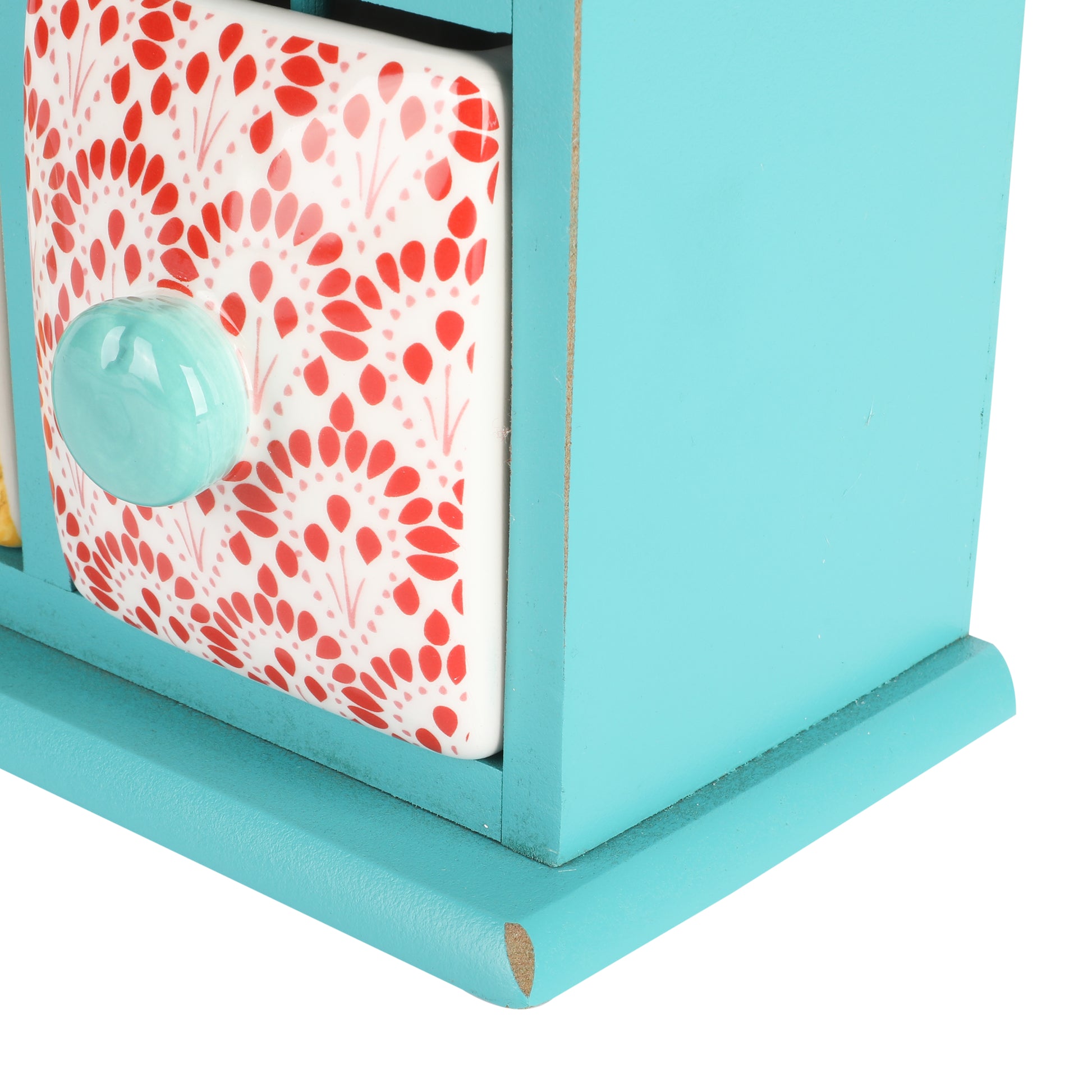 Caja Organizadora de Especias/Té con 6 Cajones Flea Market – Madera y Cerámica Decorada