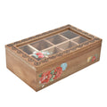 Caja de Té y Especias de Madera 8 Compartimentos Vintage Floral – Diseño Country Chic