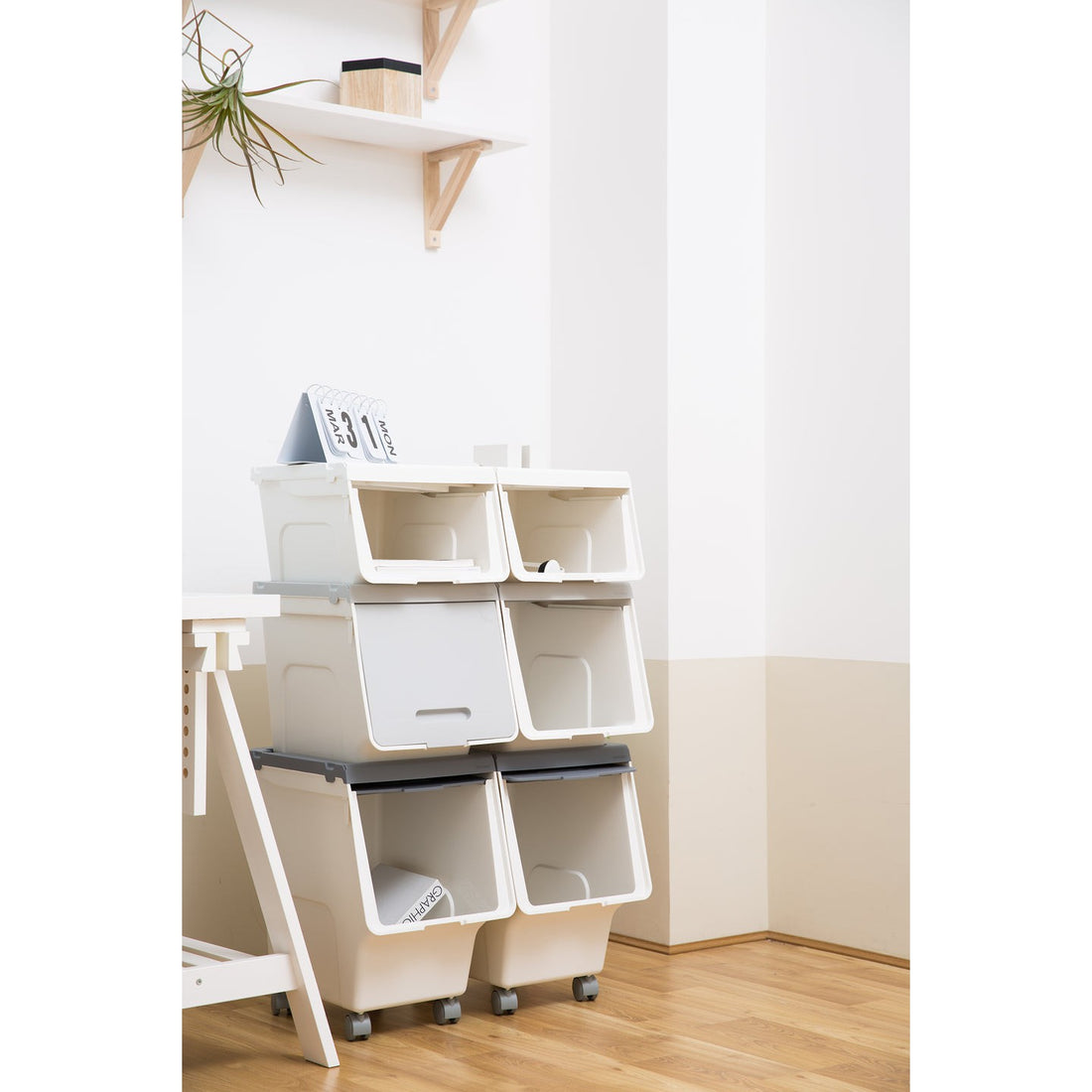 Caja deslizante Roomax living slim M 20 litros gris