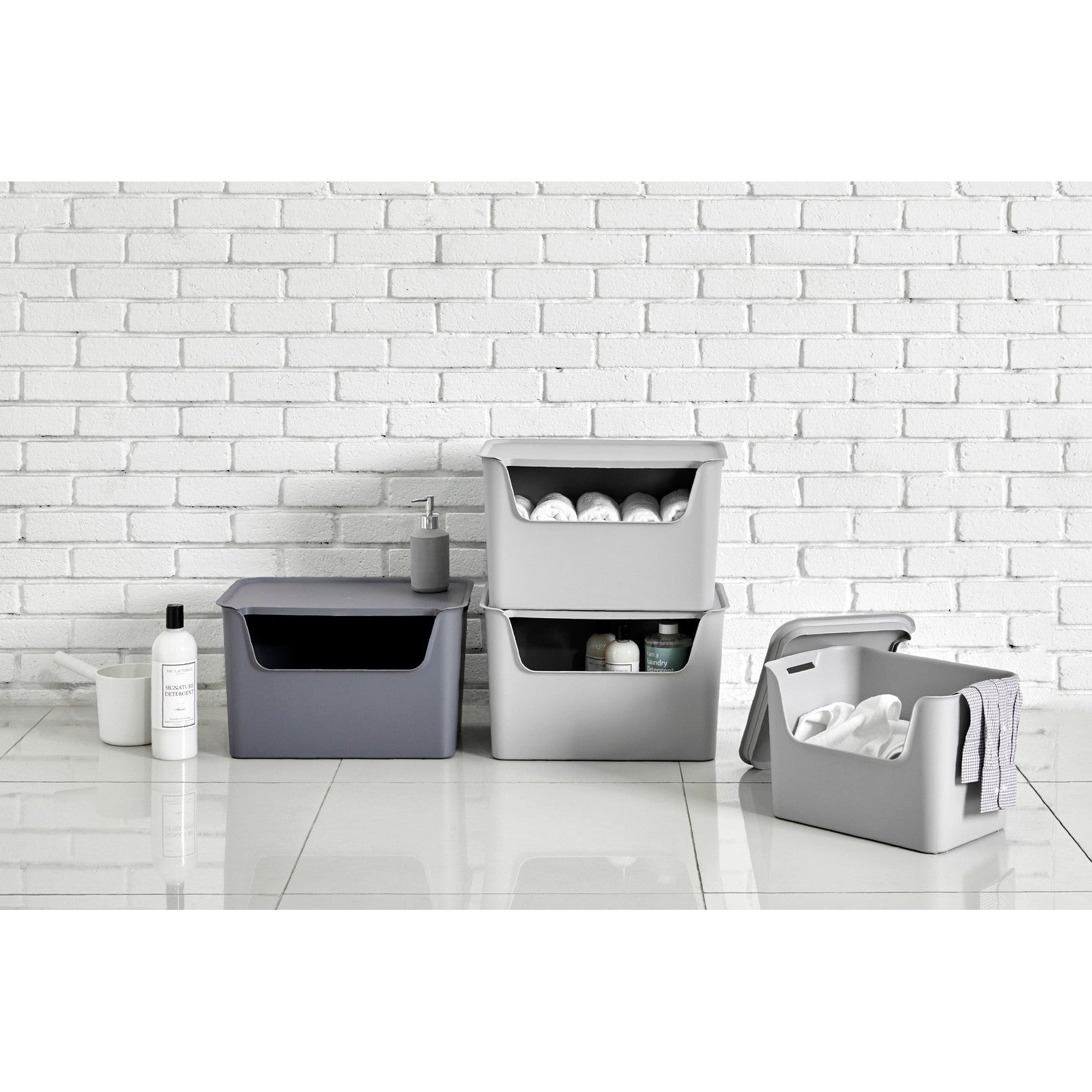 Caja organizadora Living box M 11 litros gris