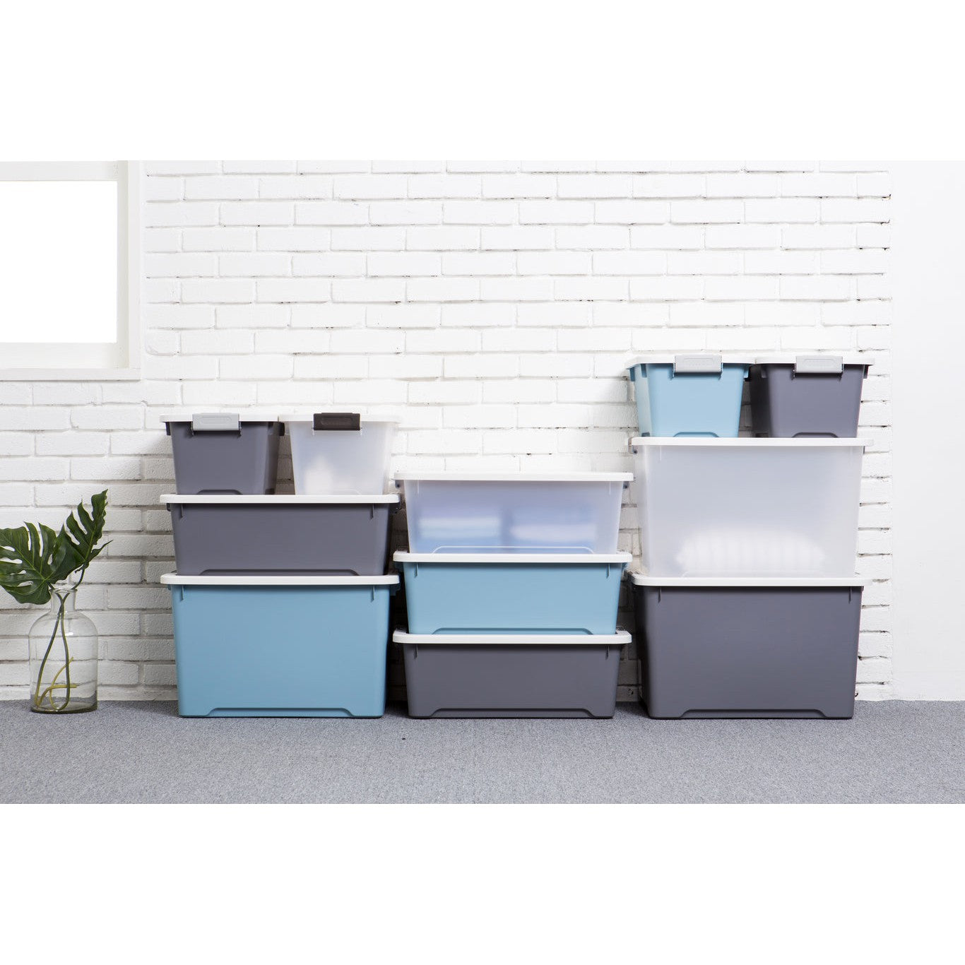 Caja organizadora Prime living box 37 litros gris