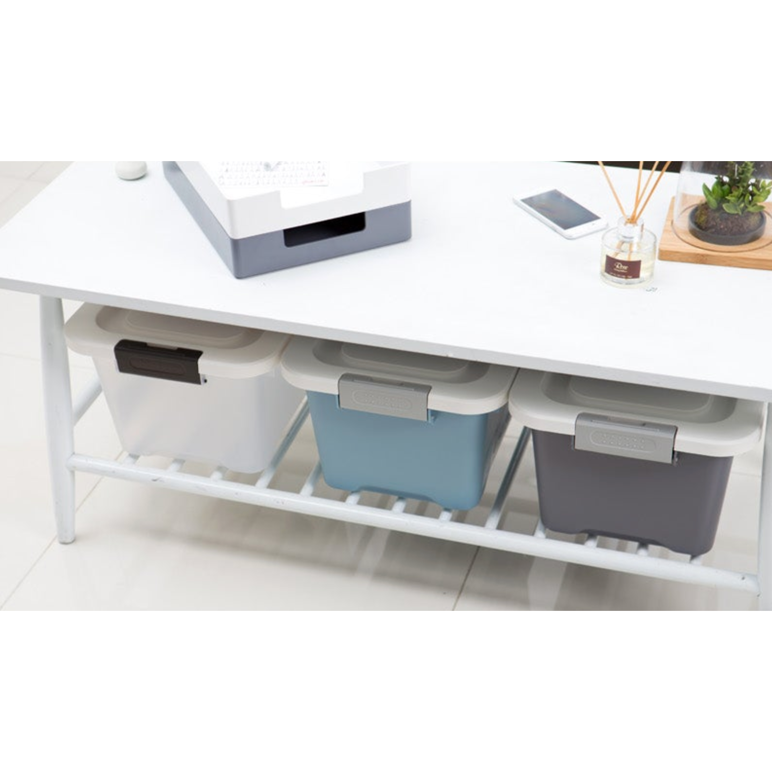 Caja organizadora Prime living box 67 litros gris