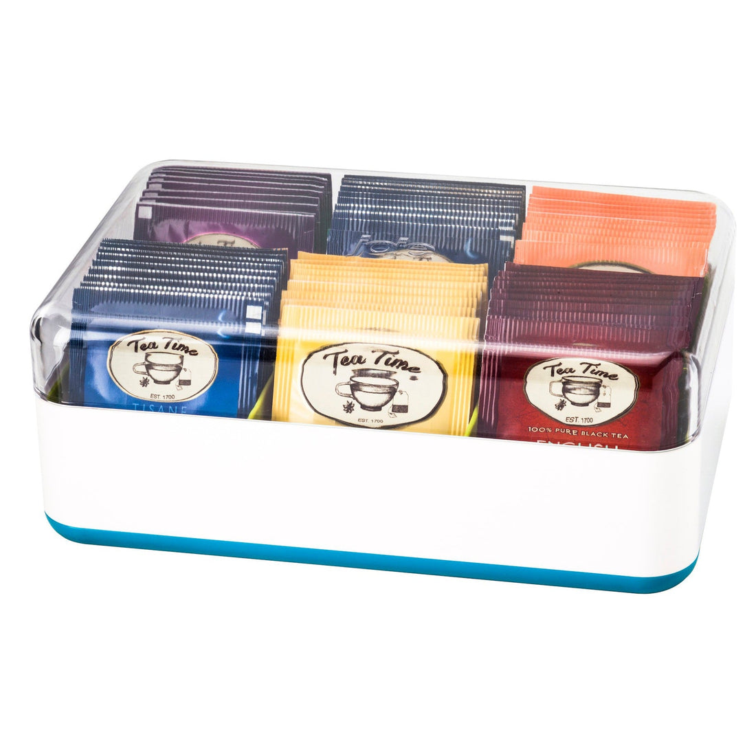 Caja organizadora de té azul