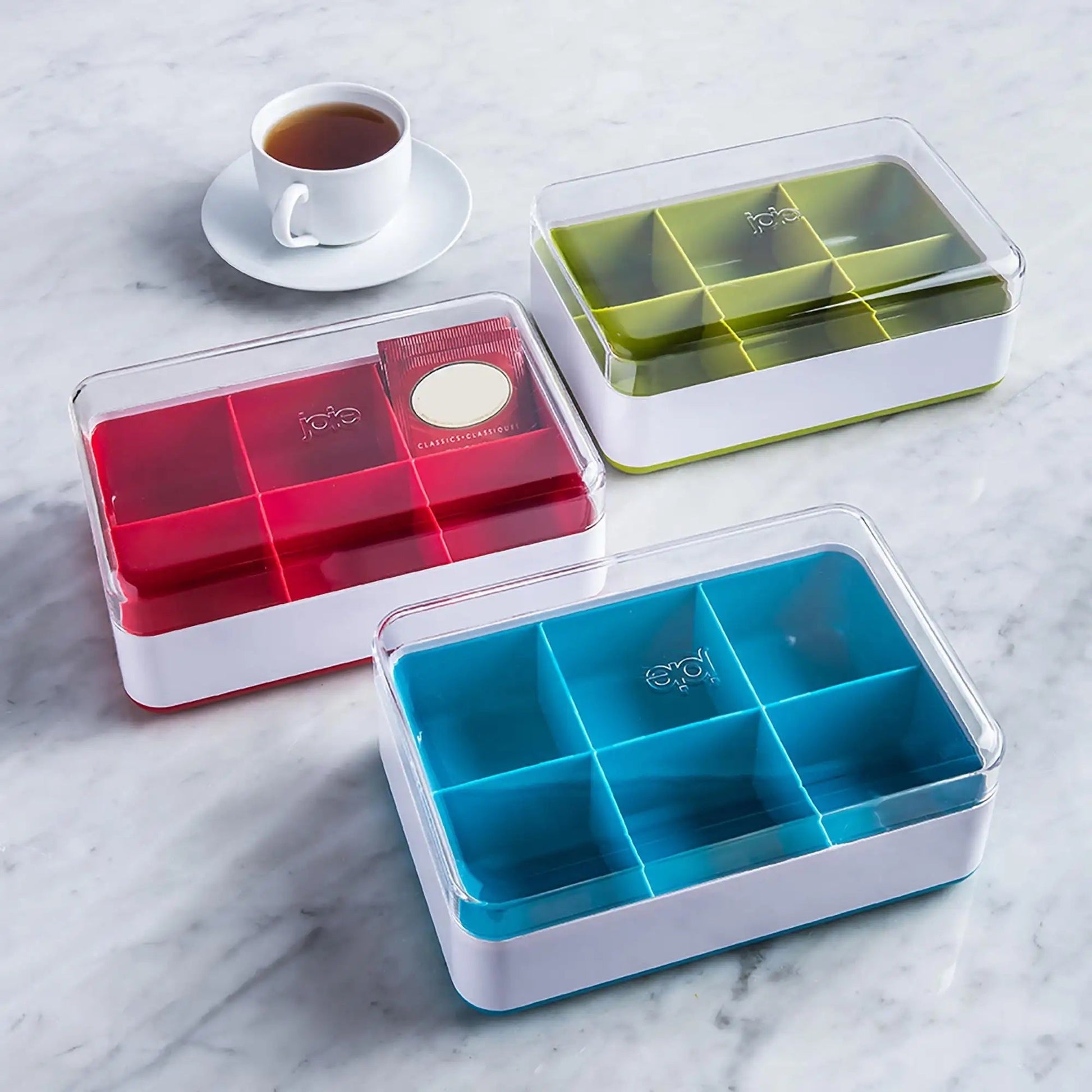 Caja organizadora de té azul