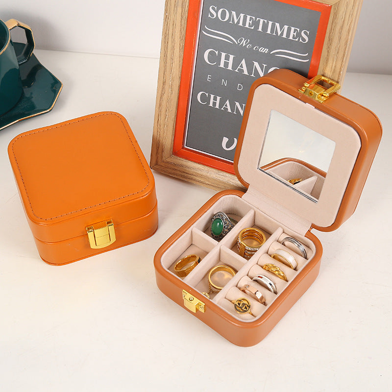 Caja organizadora joyas portatil 2 capas camel