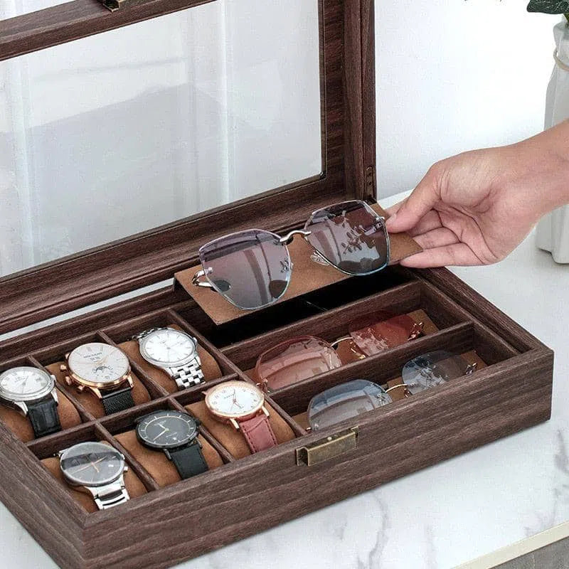 Caja organizadora relojes y lentes Leatherette