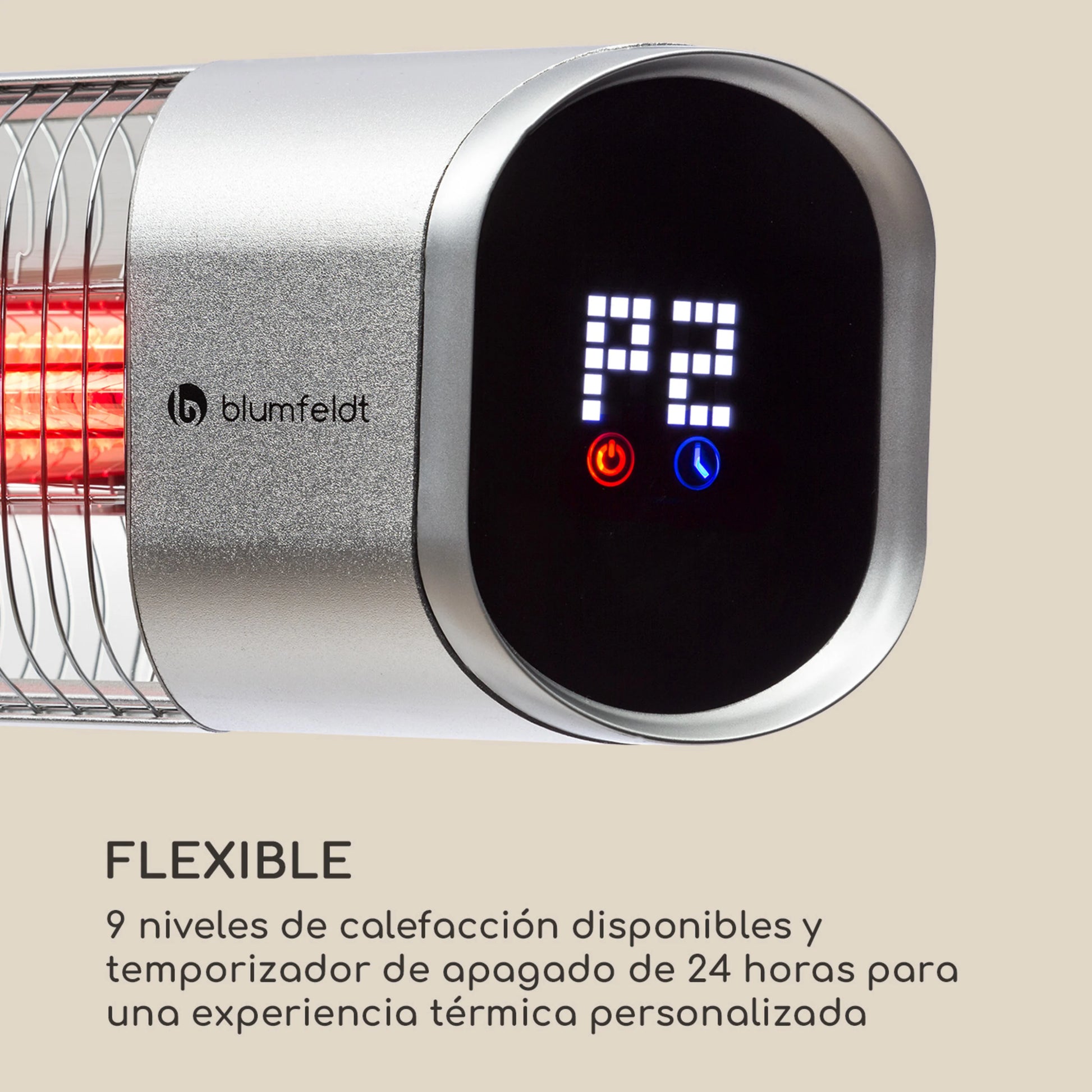 Calentador Infrarrojo 2000W de Piso o Pared con Control Remoto – Altura Ajustable, 9 Niveles y Temporizador 24h
