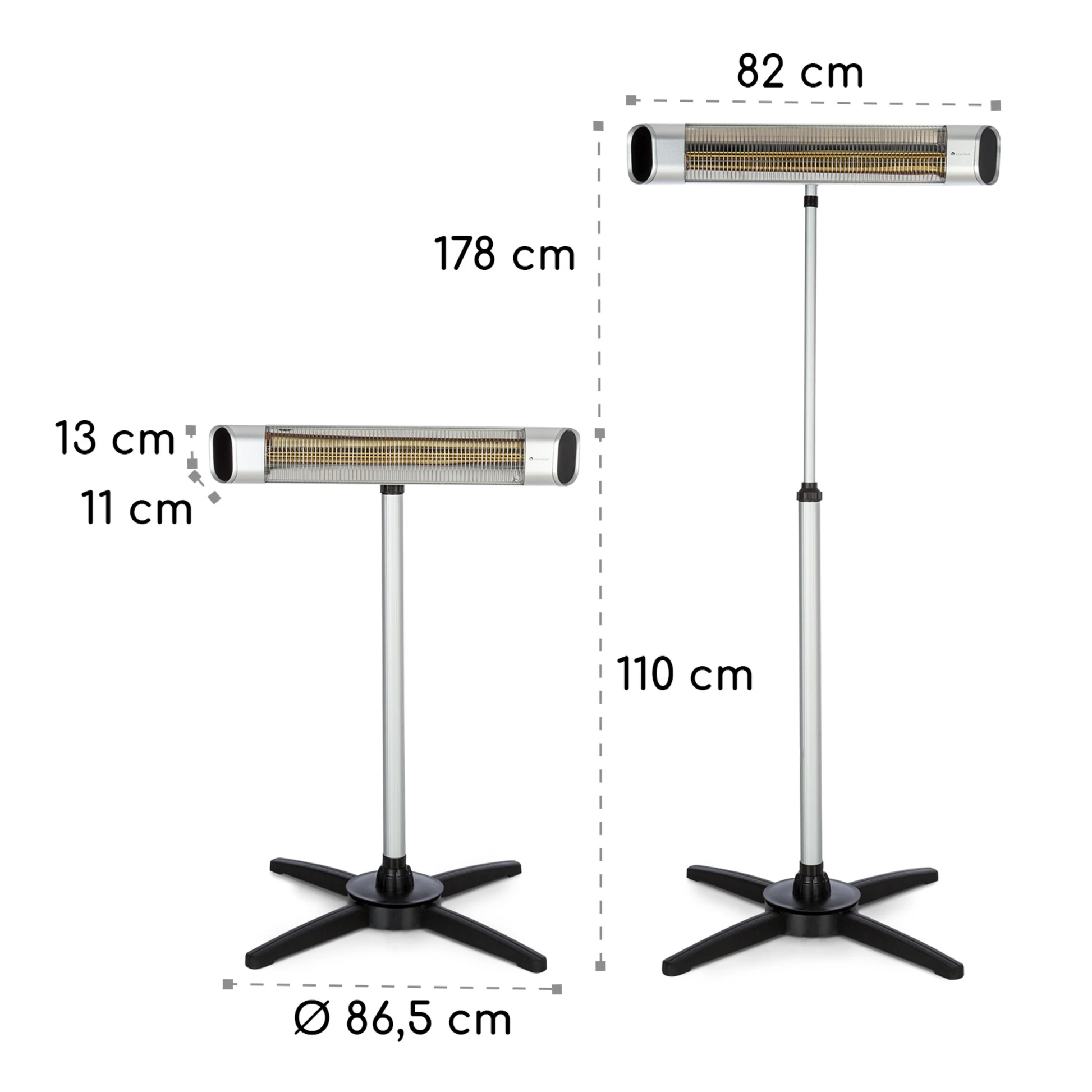 Calentador Infrarrojo 2000W de Piso o Pared con Control Remoto – Altura Ajustable, 9 Niveles y Temporizador 24h