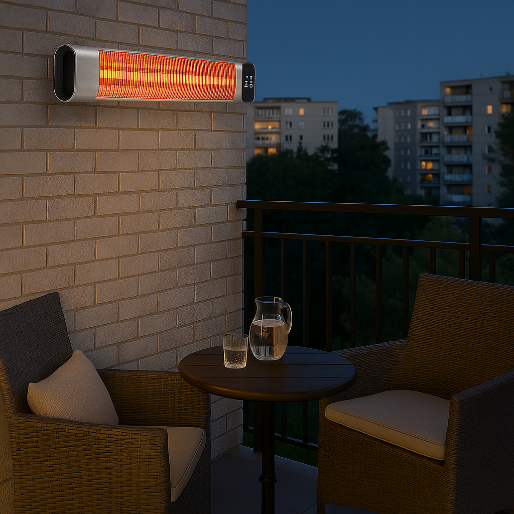 Calentador Infrarrojo 2000W de Piso o Pared con Control Remoto – Altura Ajustable, 9 Niveles y Temporizador 24h