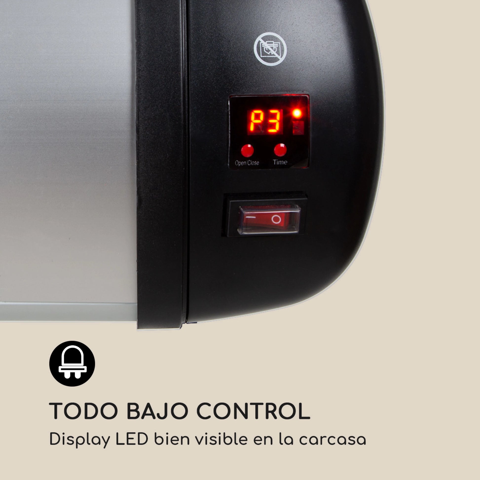 Calentador Infrarrojo de Pared 2500W con Control Remoto - 3 niveles potencia y Temporizador