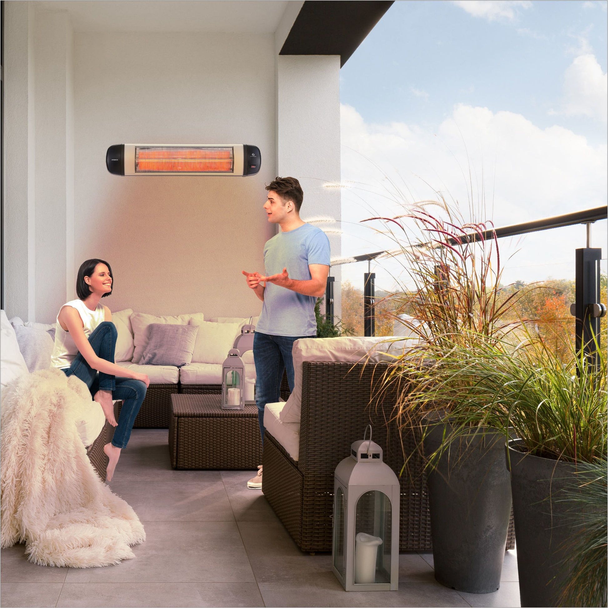 Calentador Infrarrojo de Pared 2500W con Control Remoto - 3 niveles potencia y Temporizador