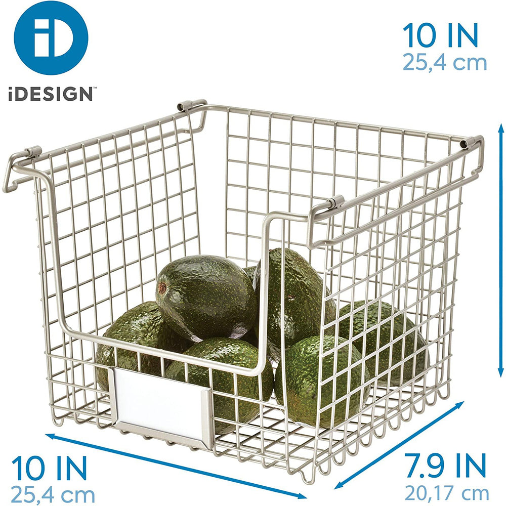 Canasta apilable large plateado mate Classico