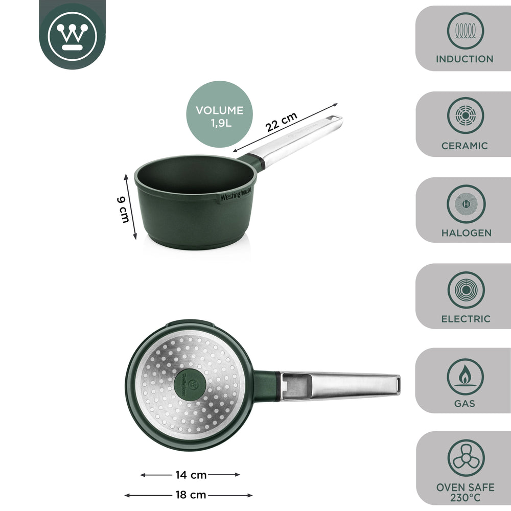 Caserola 18cm antiadherente Performance QuanTanium verde