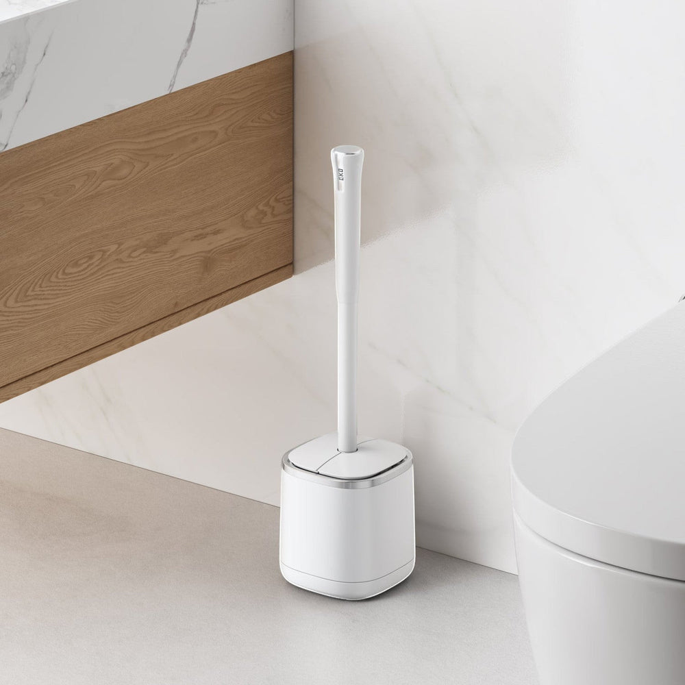 Cepillo de inodoro Duo Wing con tapa automática blanco