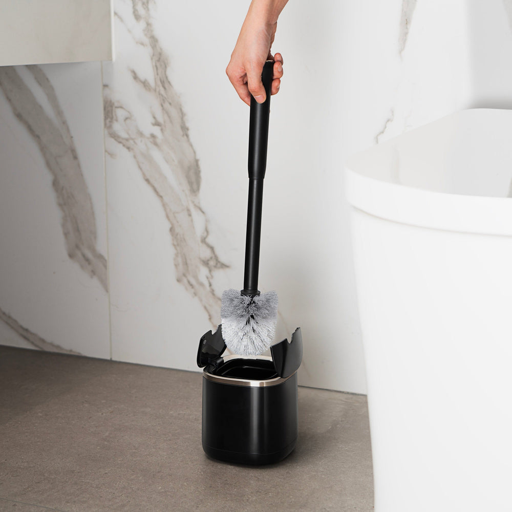 Cepillo de inodoro Duo Wing con tapa automática negro