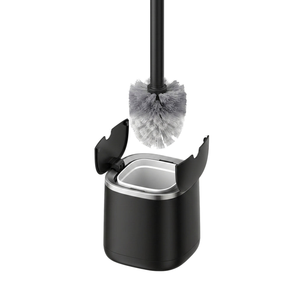 Cepillo de inodoro Duo Wing con tapa automática negro