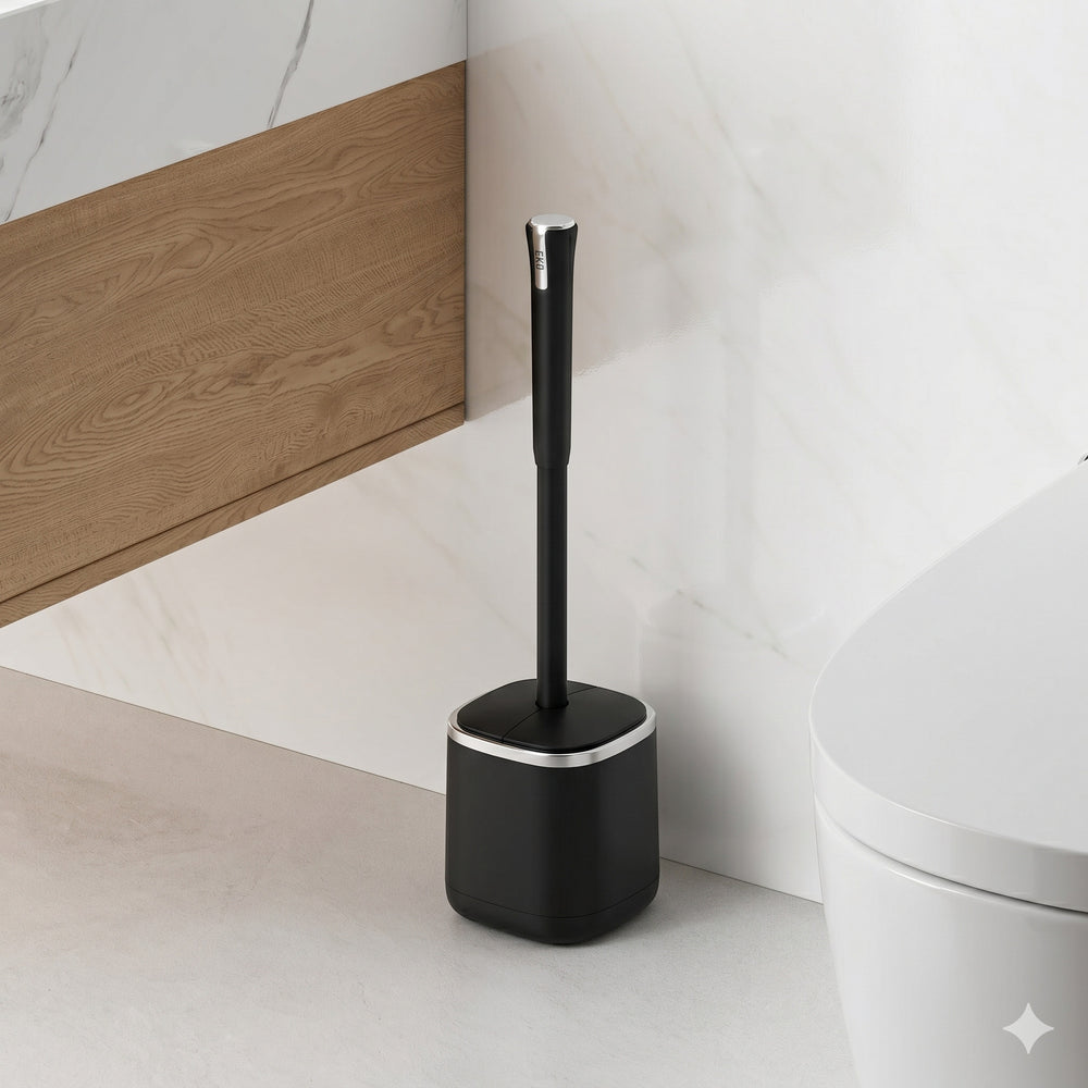 Cepillo de inodoro Duo Wing con tapa automática negro