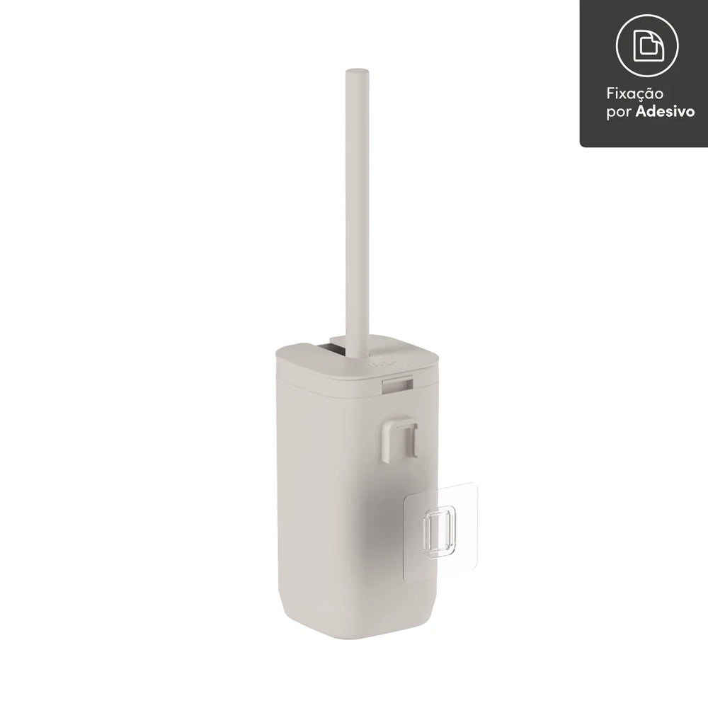 Cepillo inodoro Aura con Adhesivo Beige - Para Piso o Pared, Diseño Compacto y Sin Taladro