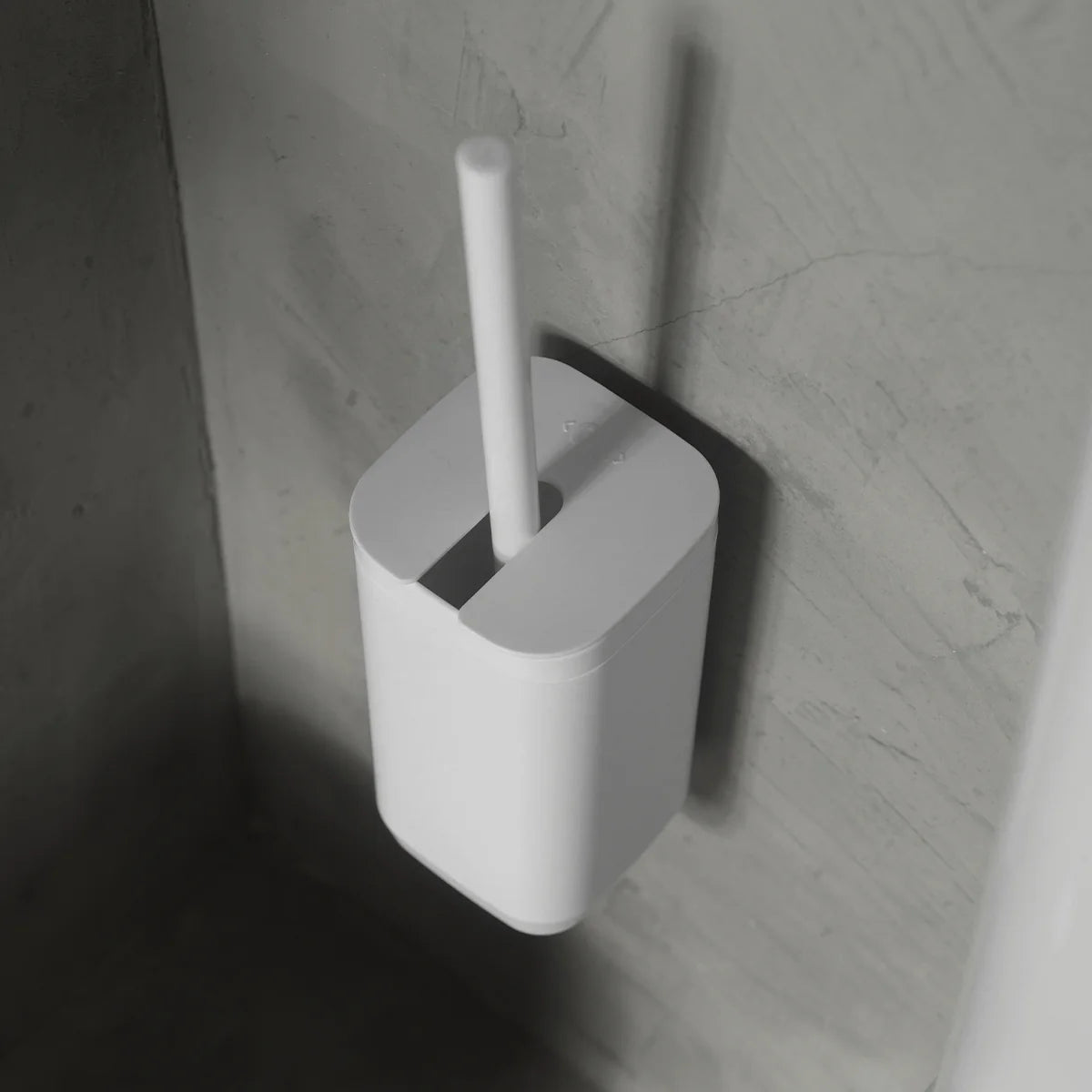 Cepillo inodoro Aura con Adhesivo Blanco - Para Piso o Pared, Diseño Compacto y Sin Taladro