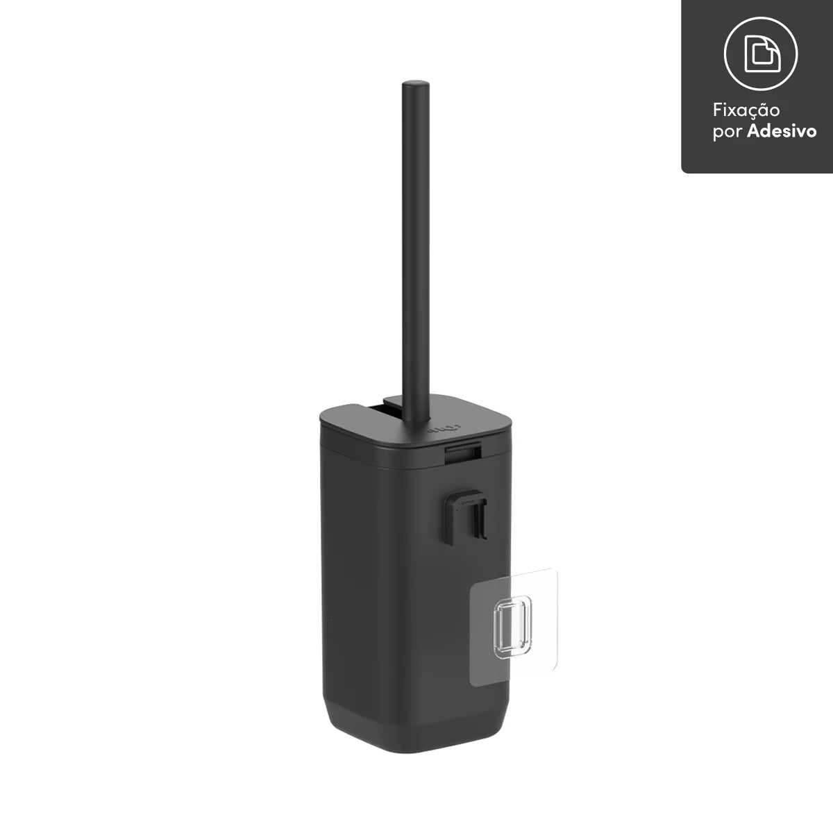Cepillo inodoro Aura con Adhesivo Negro - Para Piso o Pared, Diseño Compacto y Sin Taladro