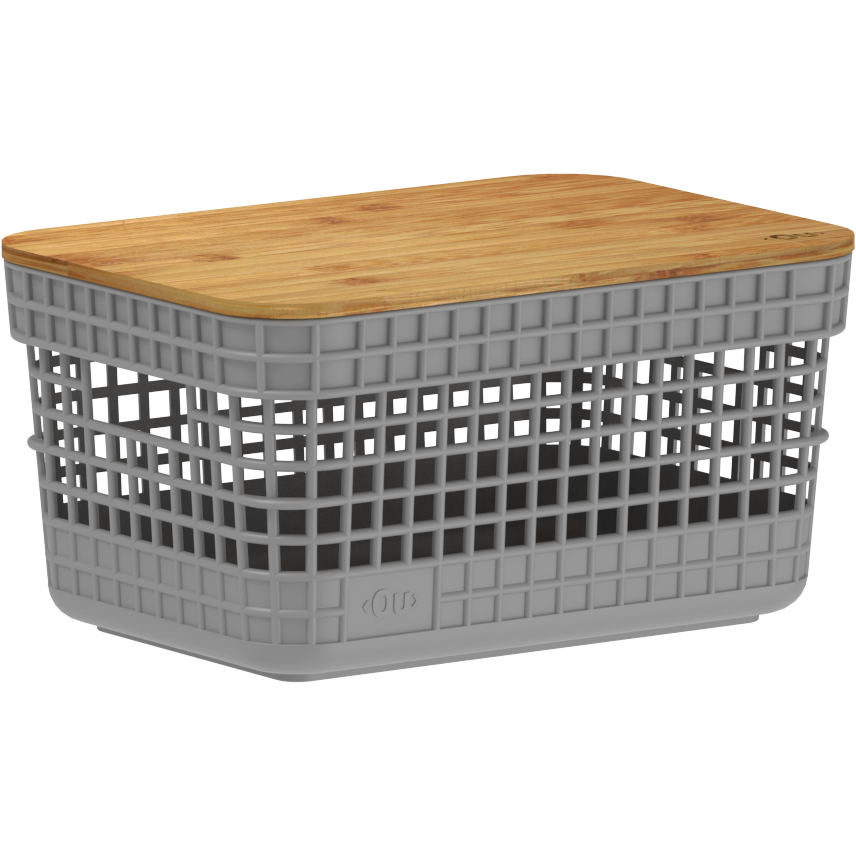 Cesta de Rejilla con Tapa de Bambú