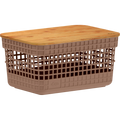 Cesta de Rejilla con Tapa de Bambú