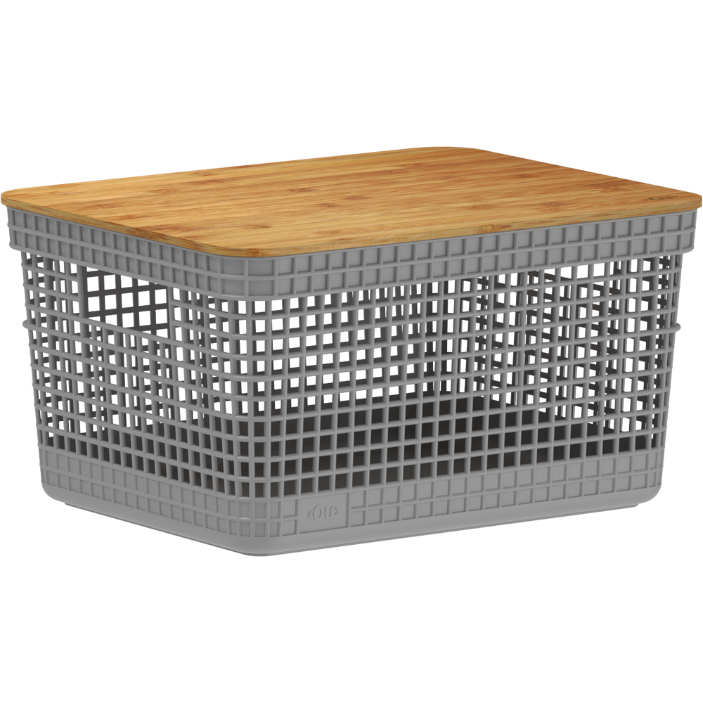 Cesta de Rejilla con Tapa de Bambú