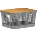 Cesta de Rejilla con Tapa de Bambú