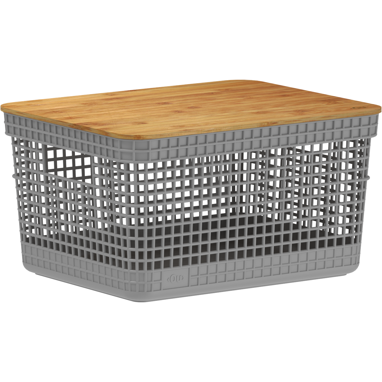 Cesta de Rejilla con Tapa de Bambú