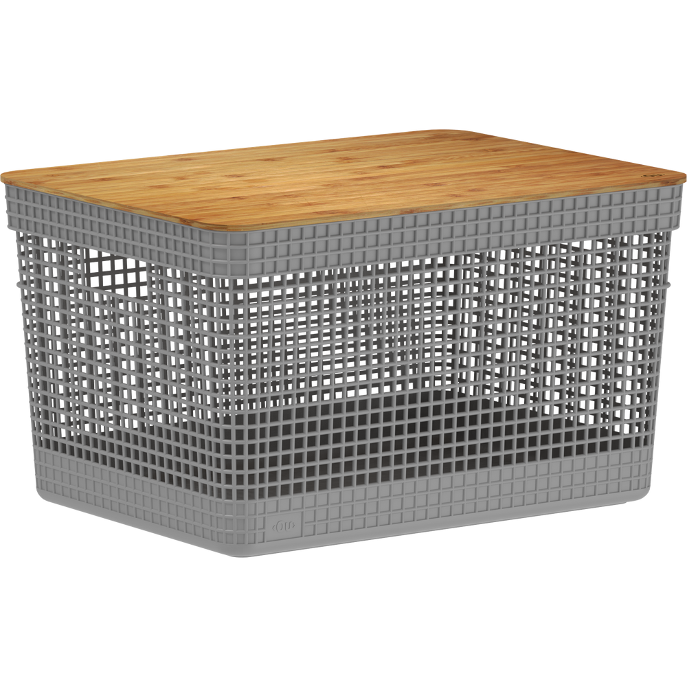 Cesta de Rejilla con Tapa de Bambú