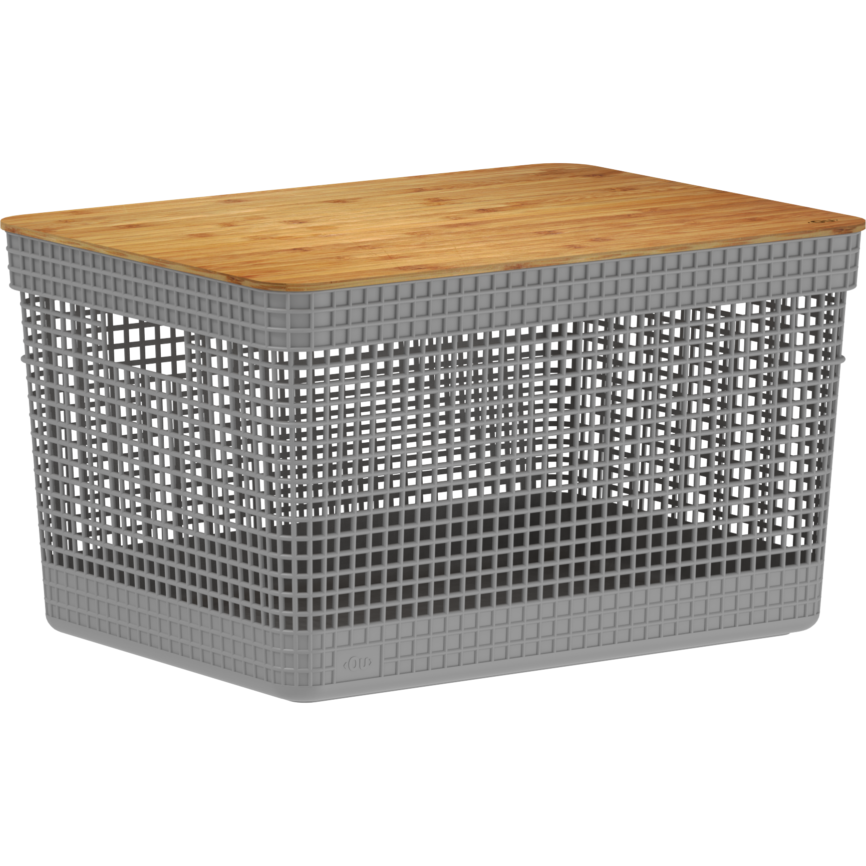 Cesta de Rejilla con Tapa de Bambú