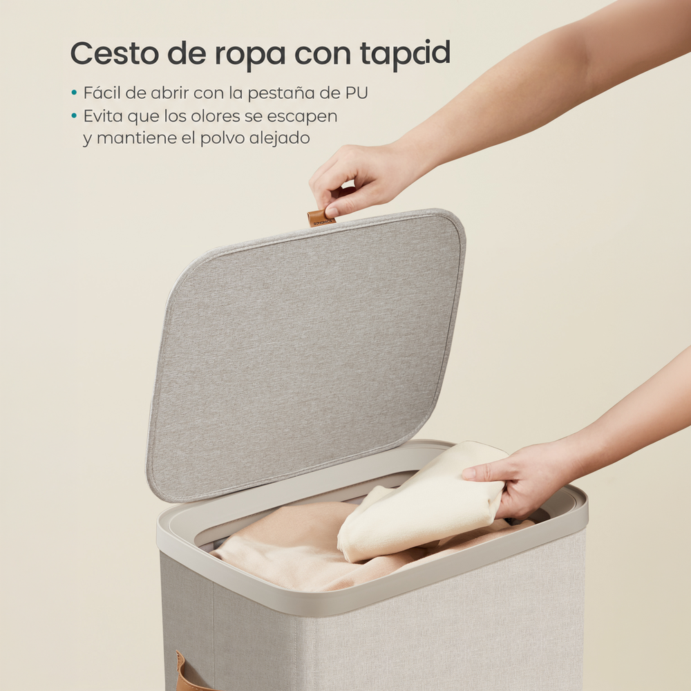 Cesto de ropa con tapa 100 L beige