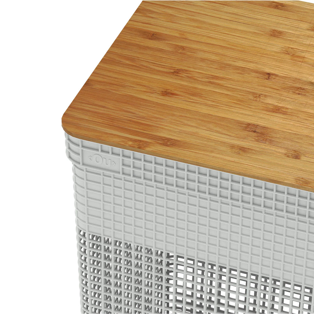 Cesto ropa Grid c/tapa bambú 49 L