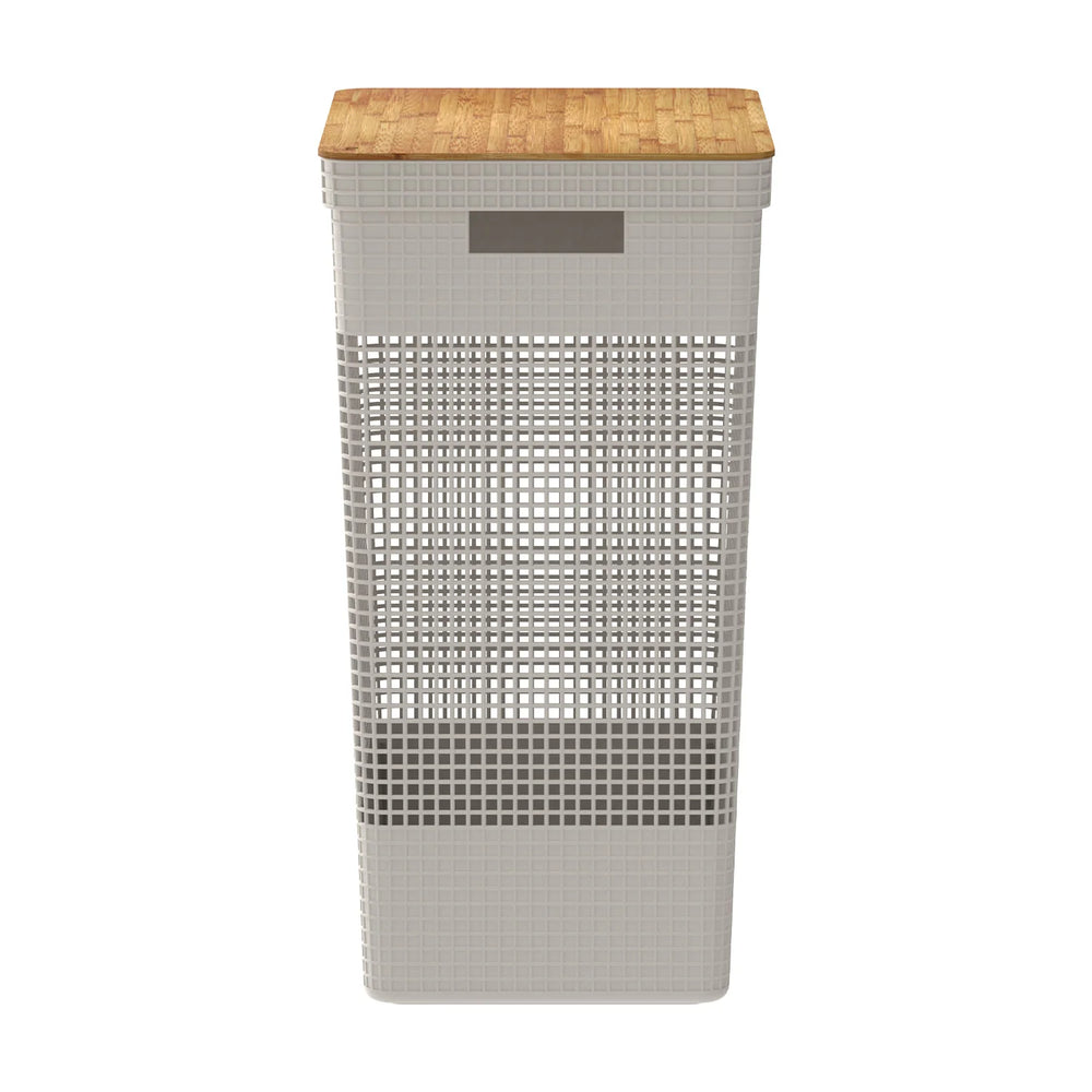 Cesto ropa Grid c/tapa bambú 49 L