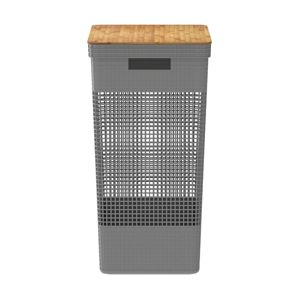 Cesto ropa Grid c/tapa bambú 49 L