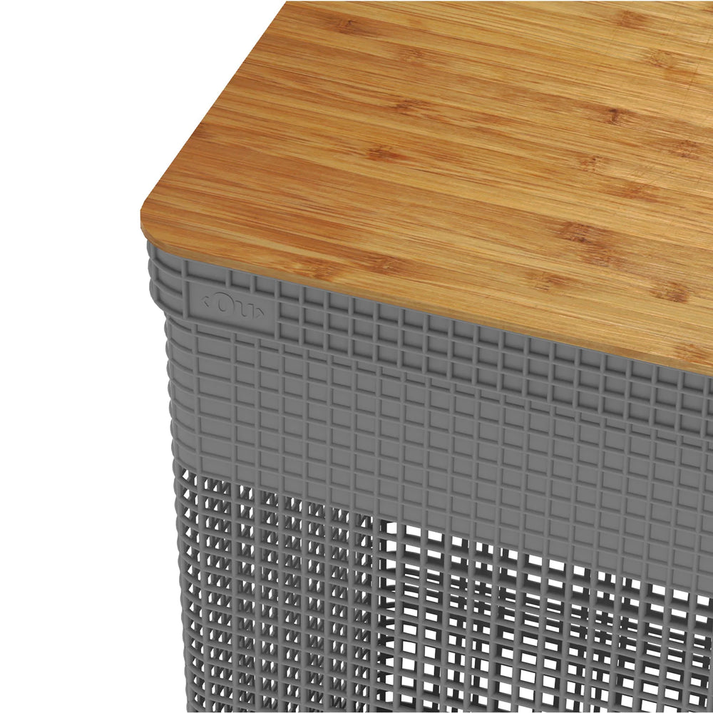 Cesto ropa Grid c/tapa bambú 49 L