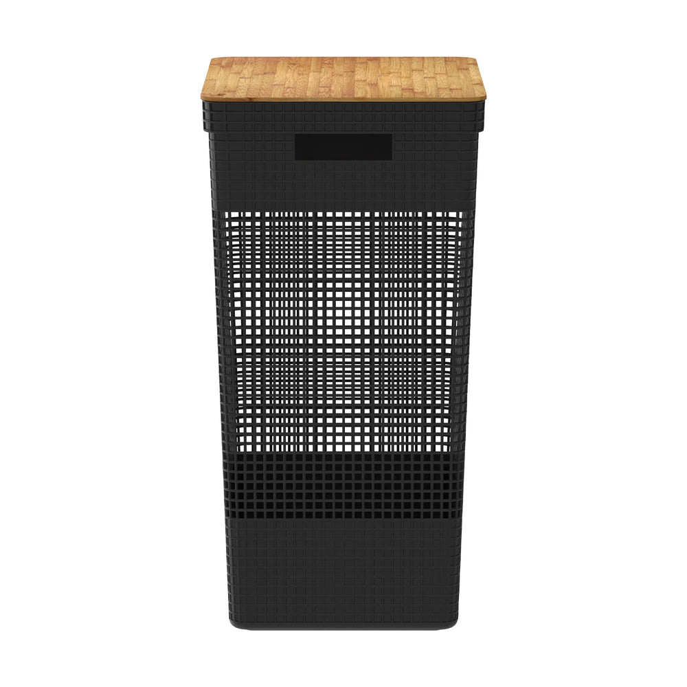Cesto ropa Grid c/tapa bambú 49L