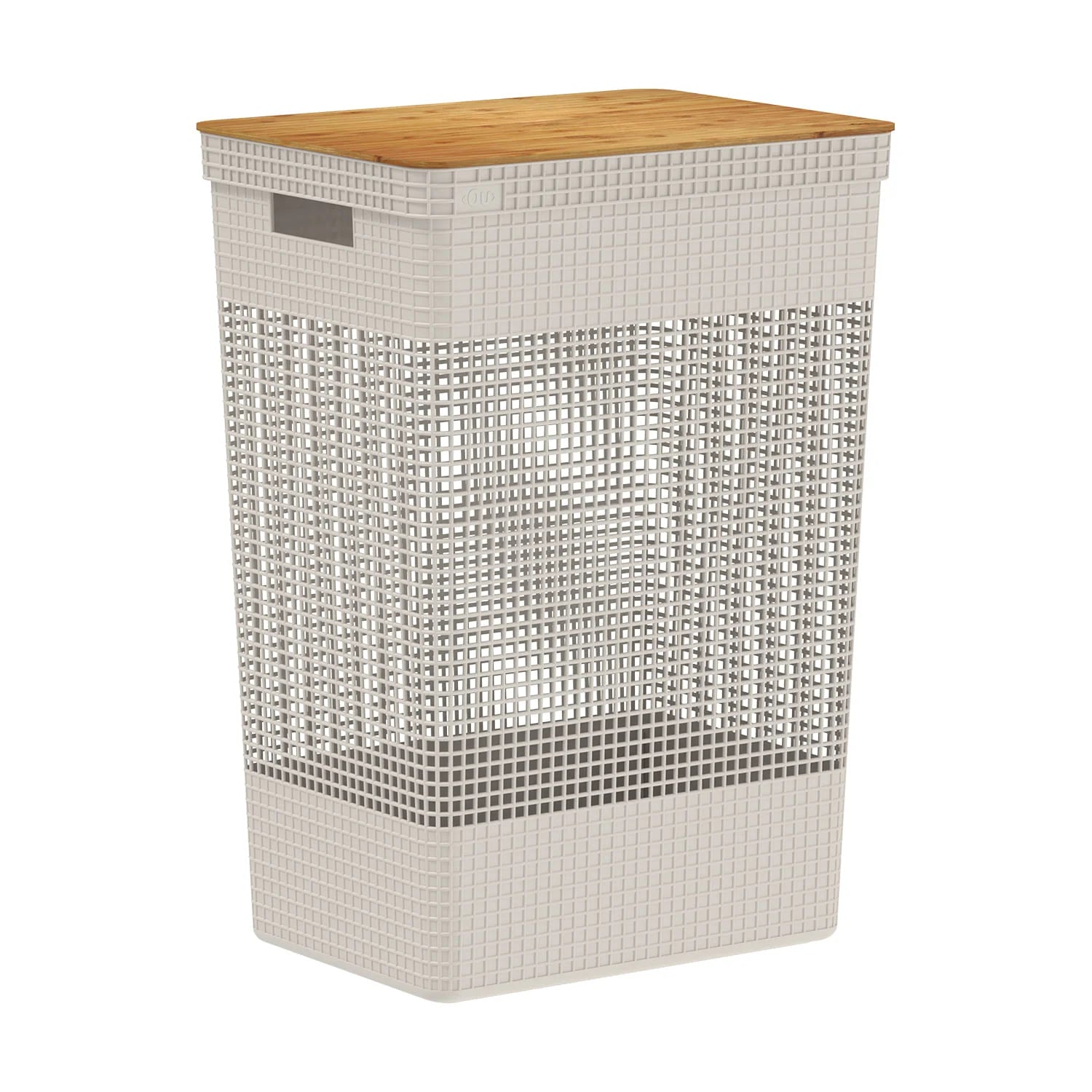 Cesto ropa Grid c/tapa bambú 49L