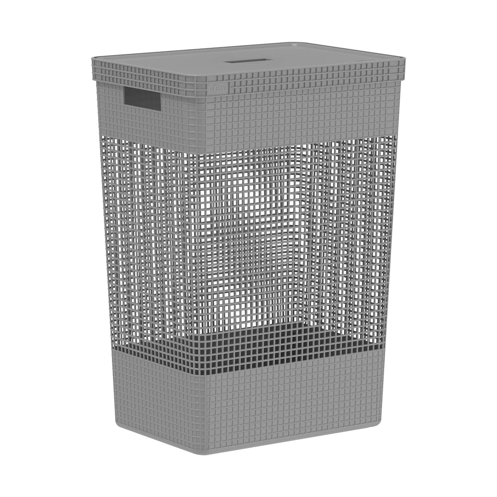 Cesto ropa Grid c/tapa bambú 49L