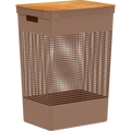 Cesto ropa Grid c/tapa bambú 49L
