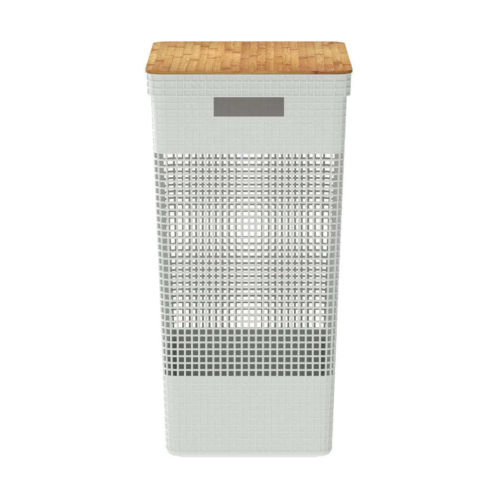 Cesto ropa Grid c/tapa bambú 49L